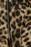 Reversible parka yellow/leopard print