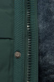 Green quilted winter jacket with the hood