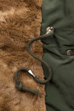 Dark green winter parka jacket with faux fur