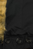 Black winter parka with high collar