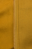 Mustard yellow hoodie with two-way zip fastening