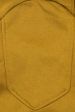 Mustard yellow hoodie with two-way zip fastening