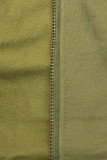 Khaki hoodie with two-way zip fastening