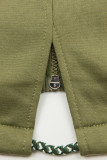 Khaki hoodie with two-way zip fastening