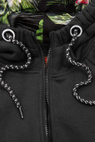 Black sweatshirt jacket with a floral hood lining by LHD