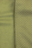 Elongated Polka dot hoodie in khaki