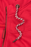 Basic elongated hoodie in red