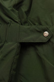 Long parka with faux fur dark green/beige