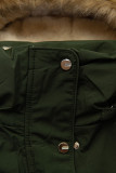 Long parka with faux fur dark green/beige