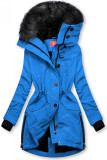 Cobalt blue winter jacket with a stand-up collar