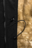 Black winter jacket with a stand-up collar
