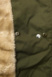 Olive green parka jacket with soft faux fur lining