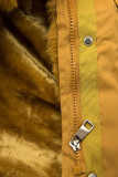 Yellow parka jacket with soft faux fur lining