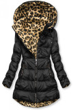 Black/leopard print reversible jacket