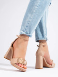 Beige High Heel Sandals
