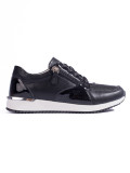 Black Leather Women's Sports Shoes