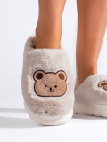 Light beige fur slippers TEDDY