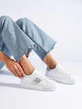 White sneakers with a silver stripe