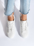 White sneakers with a silver stripe