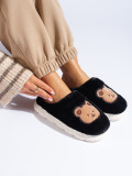 Black fur slippers TEDDY