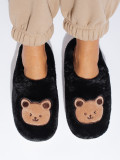 Black fur slippers TEDDY