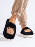 Black fur slippers TEDDY