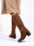 Brown boots with decorative buckle