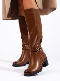 Brown boots with decorative buckle
