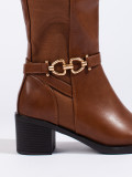 Brown boots with decorative buckle