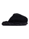 Black fur slippers on a thick sole