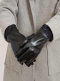 Black leather women's gloves