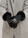 Shiny black women's gloves