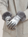 Shiny silver women's gloves