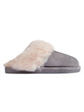 Grey women's slippers with faux fur