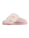 Light pink women's slippers with faux fur