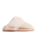 Cream women's slippers with faux fur