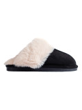 Black women's slippers with faux fur black