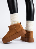 Winter low brown snow boots