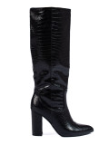 Black high women's boots made of eco-leather