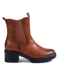 Brown chelsea boots with a low heel