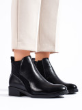 Black ankle boots with a low heel