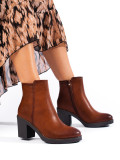 Brown classic ankle boots made of eco-leather