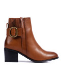 Brown elegant ankle boots with buckle
