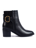 Black elegant ankle boots with buckle