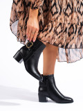 Black elegant ankle boots with buckle