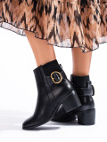 Black elegant ankle boots with buckle
