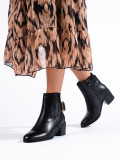 Black elegant ankle boots with buckle