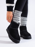 Women's suede snow boots on a platform black