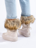 Women's Cream Snow Boots with Fur Shelovet