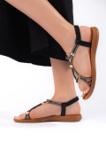 Black Flat Glitter Sandals